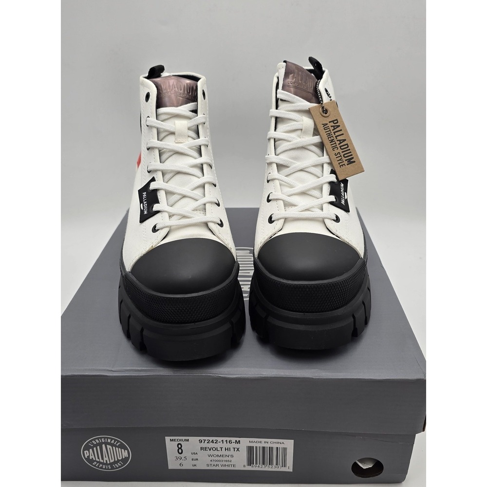 Palladium Revolt Hi TX Boots Womens Size 8 White Platform Ankle Lug Sole Shoes - Picture 3 of 7